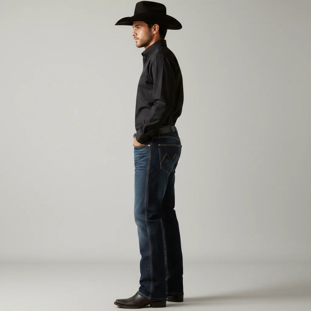 Men's Western Bootcut High Waist Stretch Premium Jeans - Dark Blue CABW #1