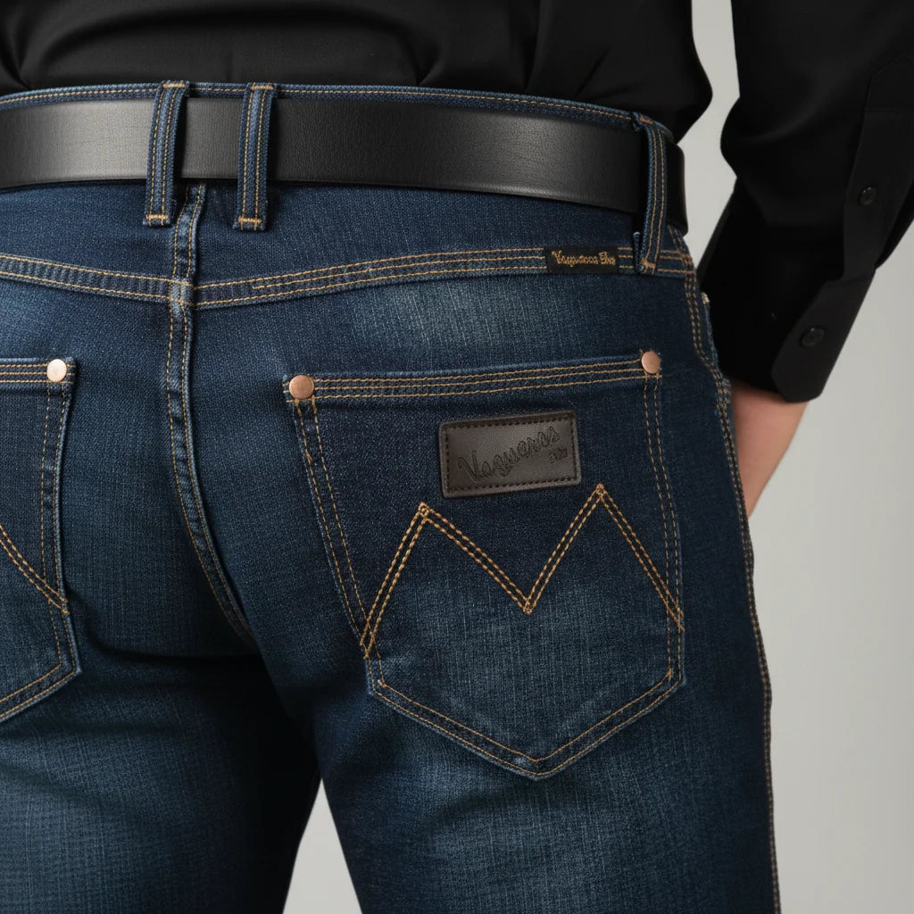 Men's Western Bootcut High Waist Stretch Premium Jeans - Dark Blue CABW #1