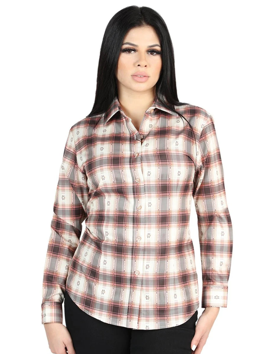 El General Womens  -   Casual Long-Sleeve Shirt - Orange Beige 44716