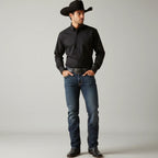 Men's Western Bootcut High Waist Stretch Premium Jeans - Dark Blue CABW #1