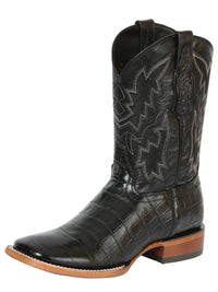 El General 100 Años El General Men's Cowboy Boot Caiman Belly Print Black 43633 - OriginalWestern.com