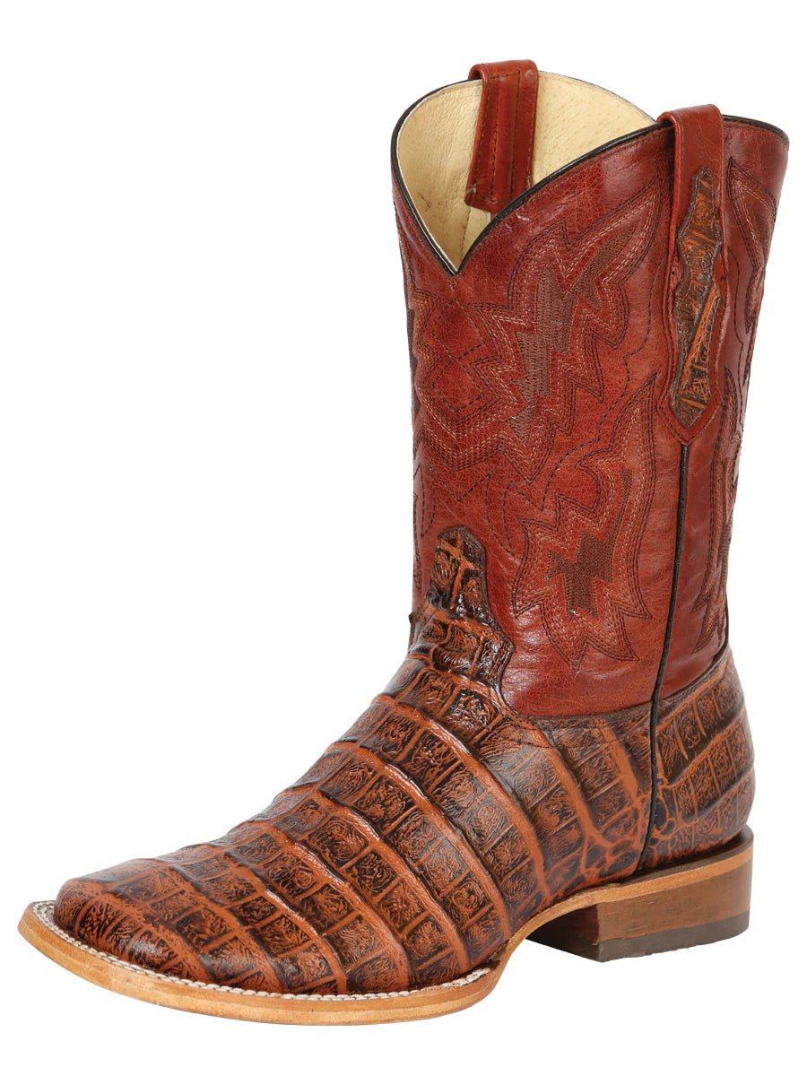 El General 100 Años El General Men's Cowboy Boot Caiman Belly Print Brandy. 43630 - OriginalWestern.com
