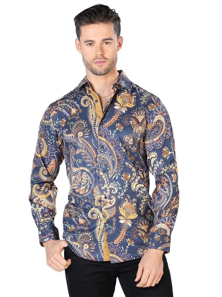 El General- Black And Gold Silver Casual Long Sleeve Shirt 44051 - OriginalWestern.com