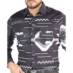 El General - Black and Gray Geometric Western Shirt for Men 44500 - OriginalWestern.com