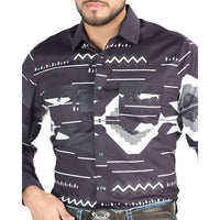 El General - Black and Gray Geometric Western Shirt for Men 44500 - OriginalWestern.com