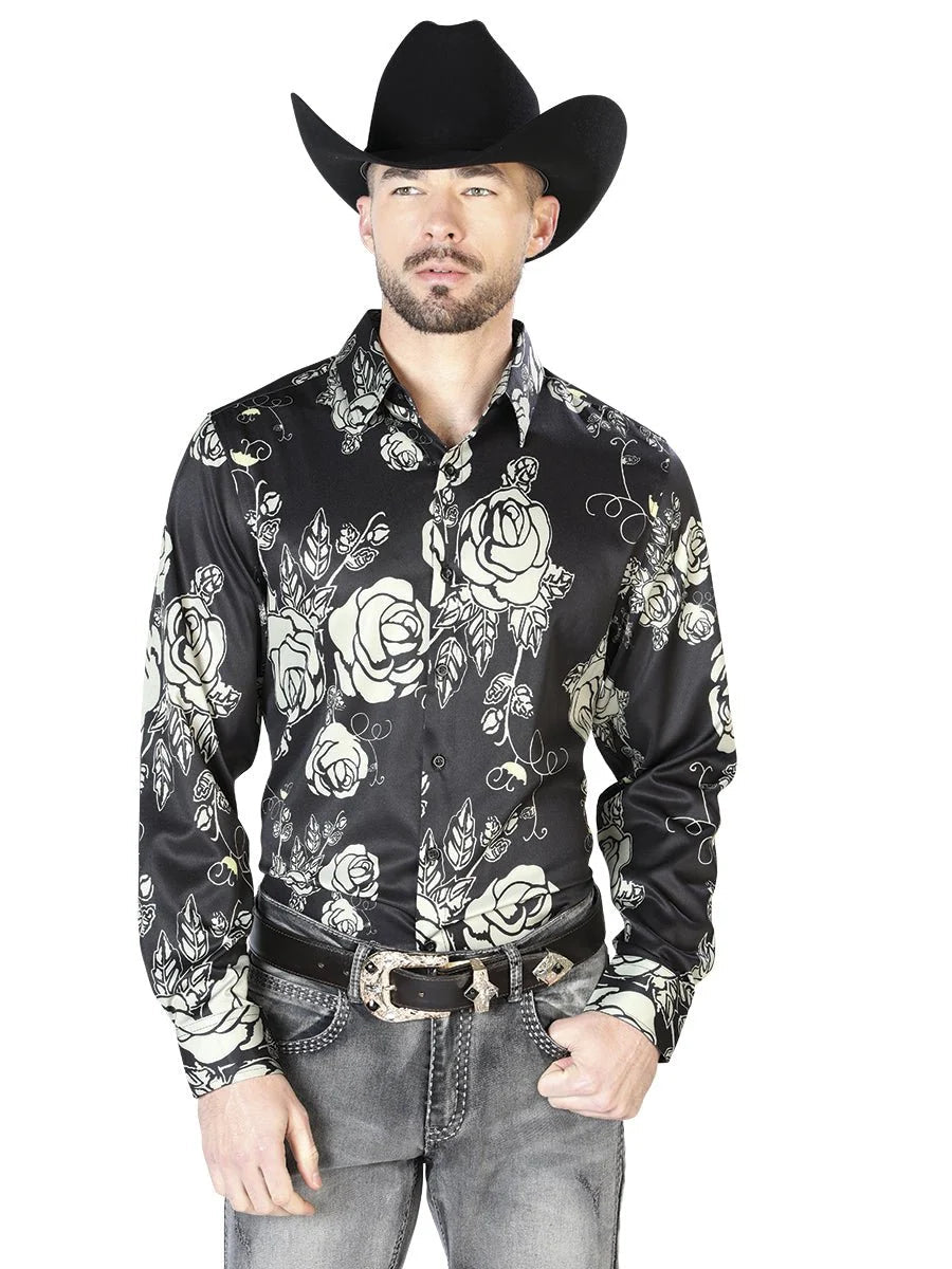El General - Black Casual Long Sleeve Shirt 43679 - OriginalWestern.com