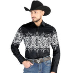El General - Black Geometric Western Shirt for Men 44451 - OriginalWestern.com