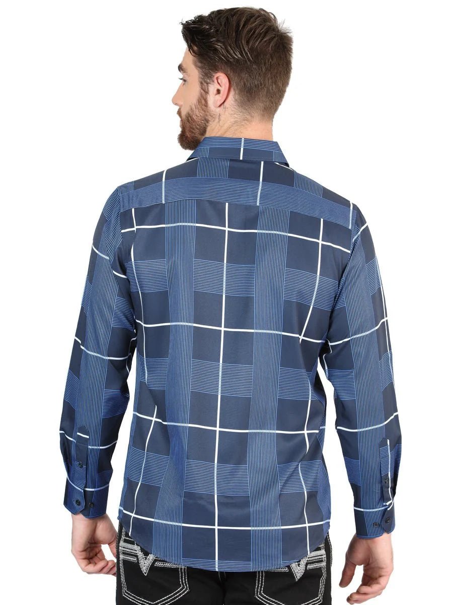 El General - Blue Casual Long-Sleeve Shirt 44600 - OriginalWestern.com