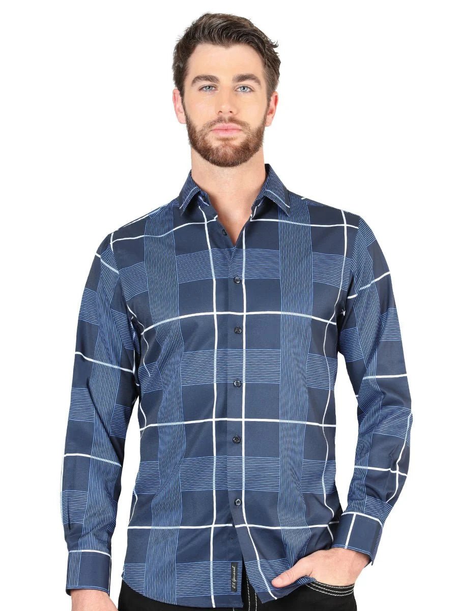 El General - Blue Casual Long-Sleeve Shirt 44600 - OriginalWestern.com