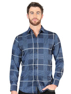 El General - Blue Casual Long-Sleeve Shirt 44600 - OriginalWestern.com