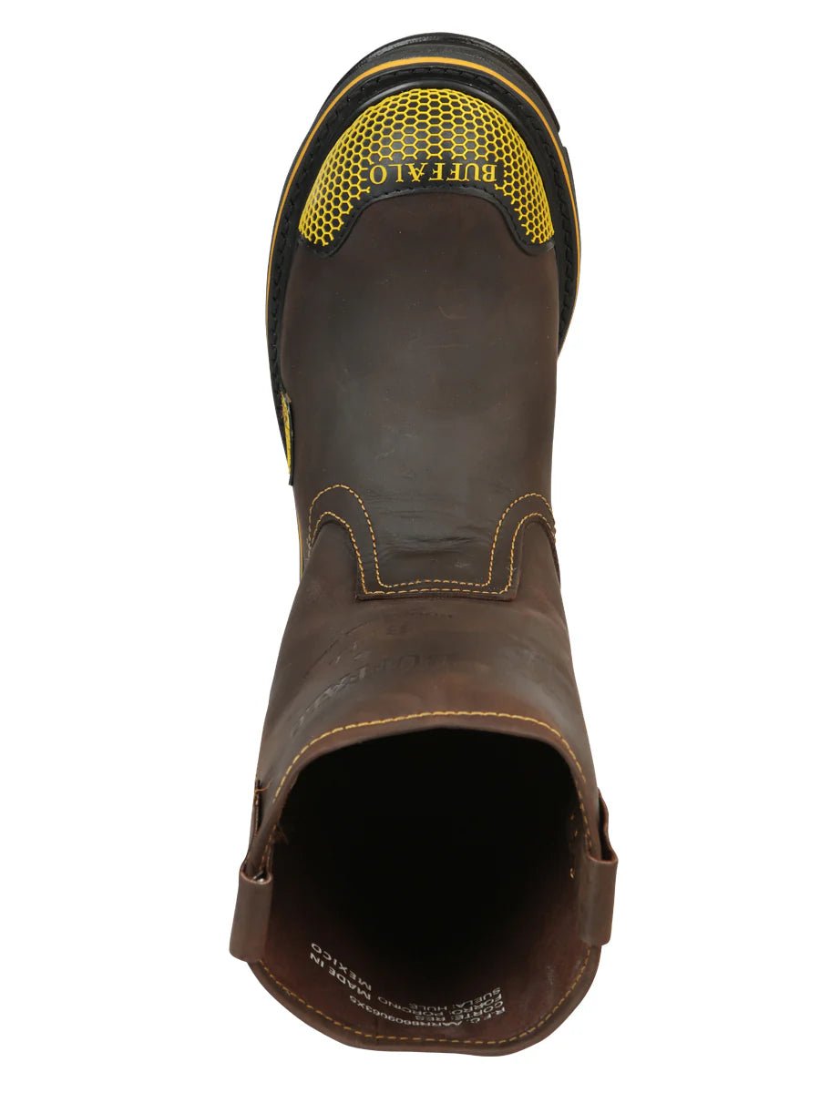 El General Buffalo & Bull Men's Work Boots – Brown/Yellow 123031 - OriginalWestern.com