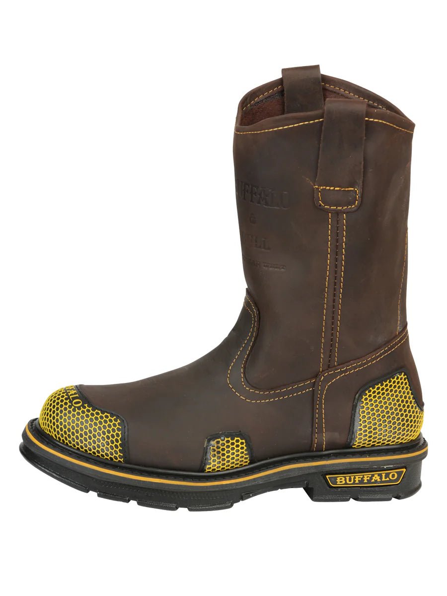 El General Buffalo & Bull Men's Work Boots – Brown/Yellow 123031 - OriginalWestern.com