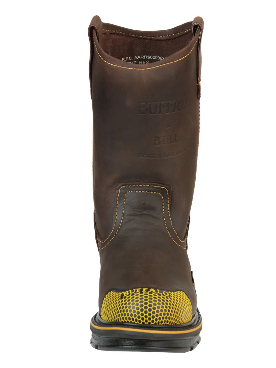 El General Buffalo & Bull Men's Work Boots – Brown/Yellow 123031 - OriginalWestern.com