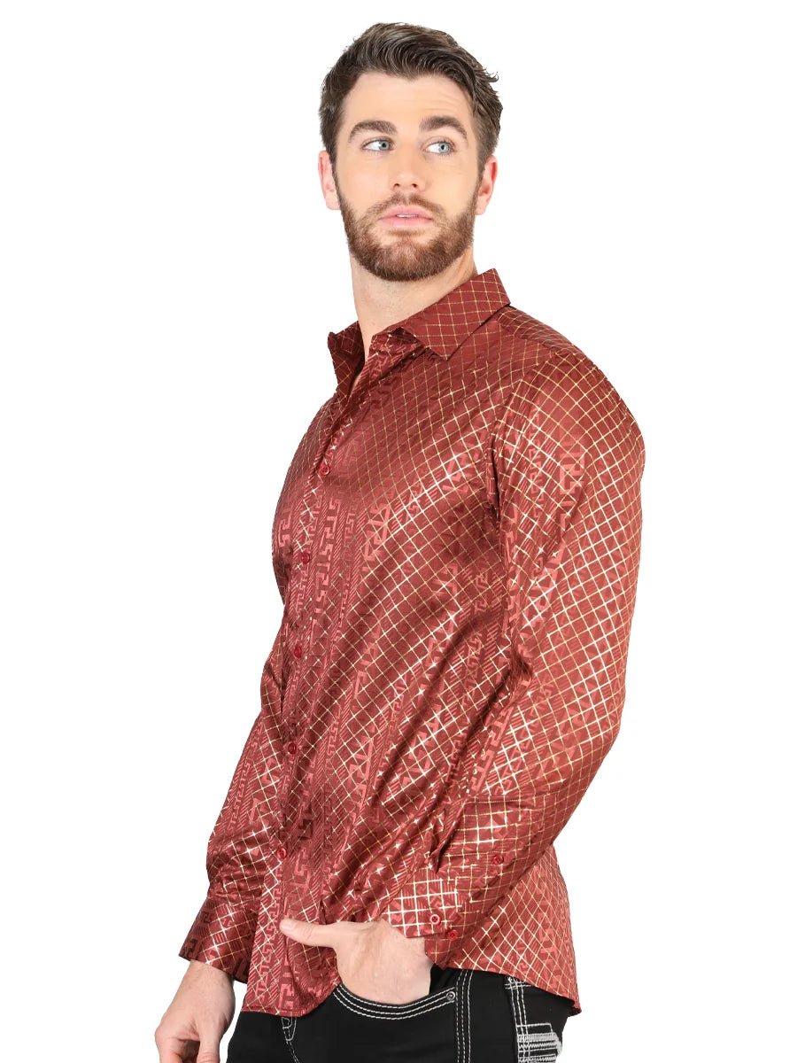 El General Burgundy Casual Long-Sleeve Shirt 44552 - OriginalWestern.com