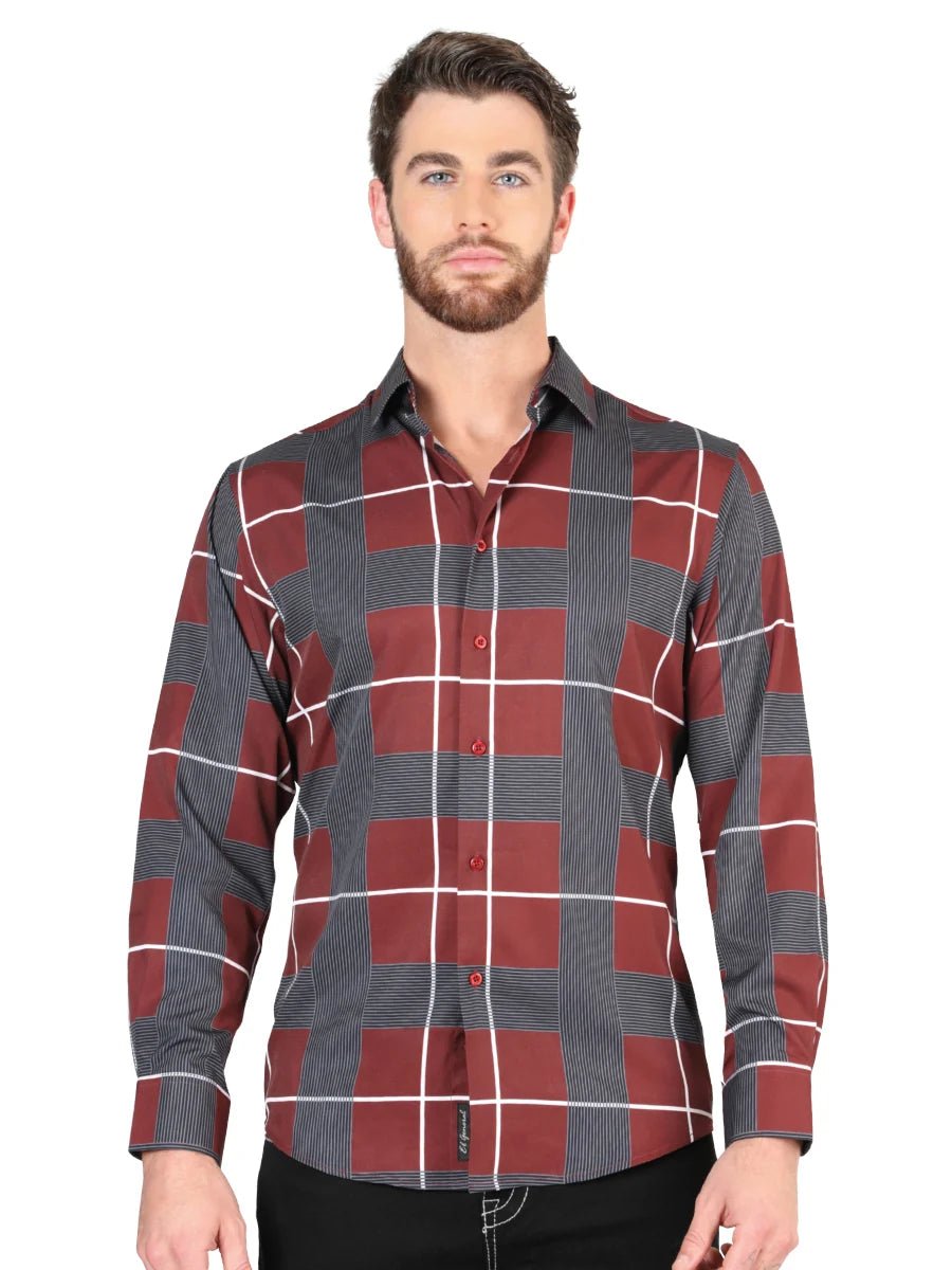 El General Burgundy Casual Long-Sleeve Shirt 44603 - OriginalWestern.com