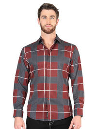 El General - Casual Long Sleeve Shirt - Burgundy 44603