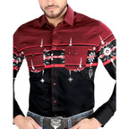 El General - Burgundy Tribal Western Shirt for Men 44454 - OriginalWestern.com