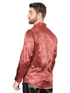 El General - Casual Long Sleeve Shirt - Burgundy/Gold 44546