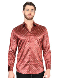El General - Casual Long Sleeve Shirt - Burgundy/Gold 44546