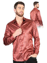 El General - Casual Long Sleeve Shirt - Burgundy/Gold 44546