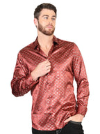 El General - Casual Long Sleeve Shirt - Burgundy/Gold 44546