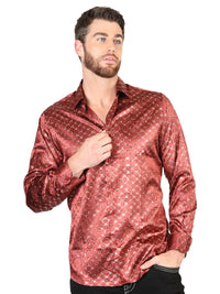 El General - Casual Long Sleeve Shirt - Burgundy/Gold 44546