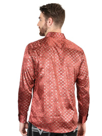 El General - Casual Long Sleeve Shirt - Burgundy/Gold 44546