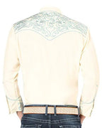 El General - Camisa Beige Vaquera Bordada El Señor De Los Cielos 44199 - OriginalWestern.com