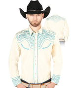 El General - Camisa Beige Vaquera Bordada El Señor De Los Cielos 44199 - OriginalWestern.com