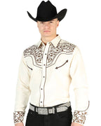 El General - Camisa Beige Vaquera Bordada El Señor DL Cielos 44196 - OriginalWestern.com