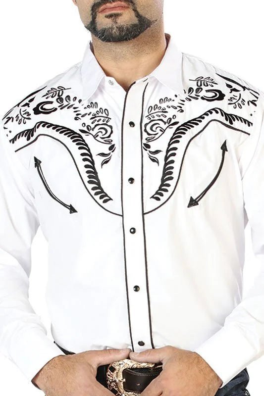 El General - Camisa Blanca Vaquera Bordada El General 126692 - OriginalWestern.com