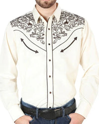 El General - Camisa El Señor DL Cielos Bordada Beige Vaquera 44189 - OriginalWestern.com