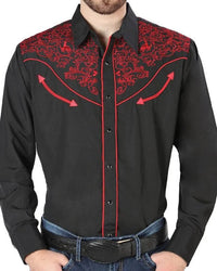 El General - Camisa El Señor DL Cielos Bordada Negra Vaquera 44187 - OriginalWestern.com
