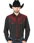 El General - Camisa El Señor DL Cielos Bordada Negra Vaquera 44187 - OriginalWestern.com
