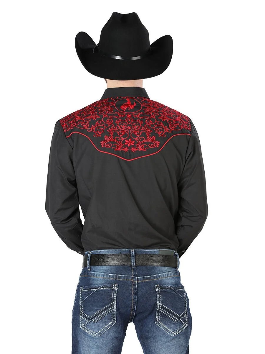 El General - Camisa El Señor DL Cielos Bordada Negra Vaquera 44187 - OriginalWestern.com
