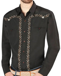 El General - Camisa Negra Vaquera Bordada El Señor De Los Cielos 44200 - OriginalWestern.com