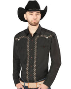 El General - Camisa Negra Vaquera Bordada El Señor De Los Cielos 44200 - OriginalWestern.com