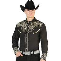 El General - Camisa Negra Vaquera Bordada El Señor DL Cielos 44195 - OriginalWestern.com