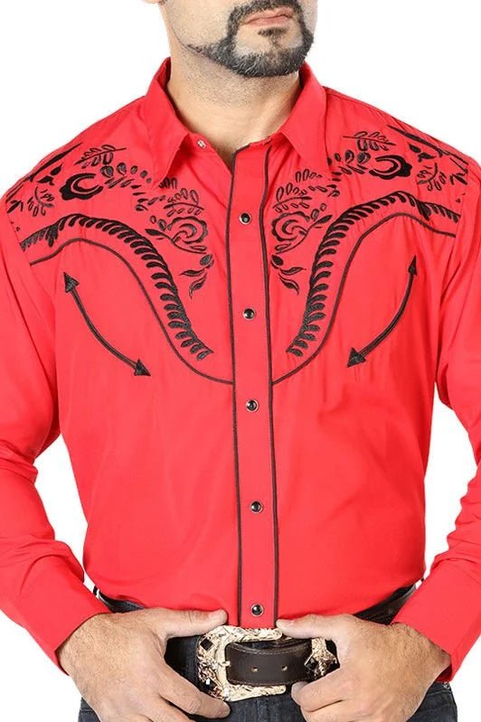 El General - Camisa Roja Vaquera Bordada El General 126693 - OriginalWestern.com