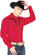 El General - Camisa Roja Vaquera El Señor De Los Cielos 42889 - OriginalWestern.com