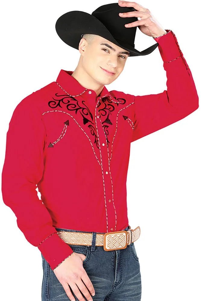 El General - Camisa Roja Vaquera El Señor De Los Cielos 42889 - OriginalWestern.com