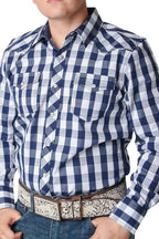 El General - Camisa Vaquera A Cuadros Blanca-Azul WD 12-849 - OriginalWestern.com