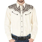 El General - Camisa Vaquera Beige Bordada El Señor DL Cielos 44193 - OriginalWestern.com