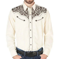 El General - Camisa Vaquera Beige Bordada El Señor DL Cielos 44193 - OriginalWestern.com