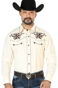 El General - Camisa Vaquera Beige Bordada Estrella 126684 - OriginalWestern.com