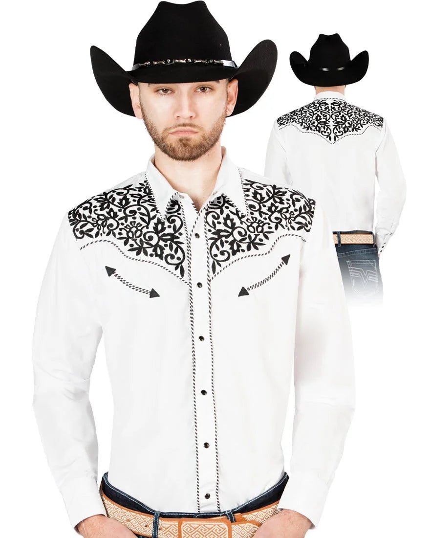 El General - Camisa Vaquera Blanca Bordada El Señor DL Cielos 44194 - OriginalWestern.com