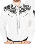 El General - Camisa Vaquera Blanca Bordada El Señor DL Cielos 44194 - OriginalWestern.com