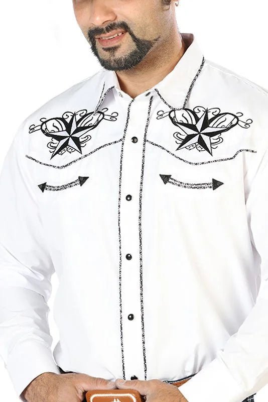 El General - Camisa Vaquera Blanca Bordada Estrella 126683 - OriginalWestern.com