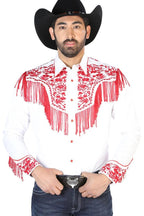 El General - Camisa Vaquera Blanca Bordado Y Barbas Rojas 126708 - OriginalWestern.com