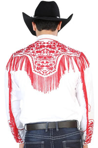 El General - Camisa Vaquera Blanca Bordado Y Barbas Rojas 126708 - OriginalWestern.com